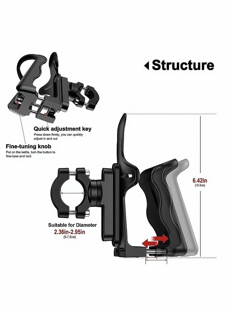 Y&D Small Bike Water Bottle Holder for 6-7.5 CM Diameter Bottle, Bicycle Cage Road Mountain Bikes, Adjustable Grip Buttons, Lightweight Strong Cup Outdoor Cycling, Black - Image 4
