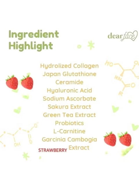 dear face Dear Face Beauty Milk Japanese Strawberry Collagen & Glutathione  Drink – 10 Sachets (180g) | Best Price UAE