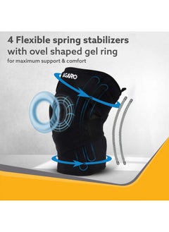 AGARO AGARO Knee Brace With Side Stabilizers & Patella Gel Pads, Adjustable Compression Knee Support Braces for Knee Pain, Arthritis, Joint Pain Relief, Injury Recovery  - Image 3