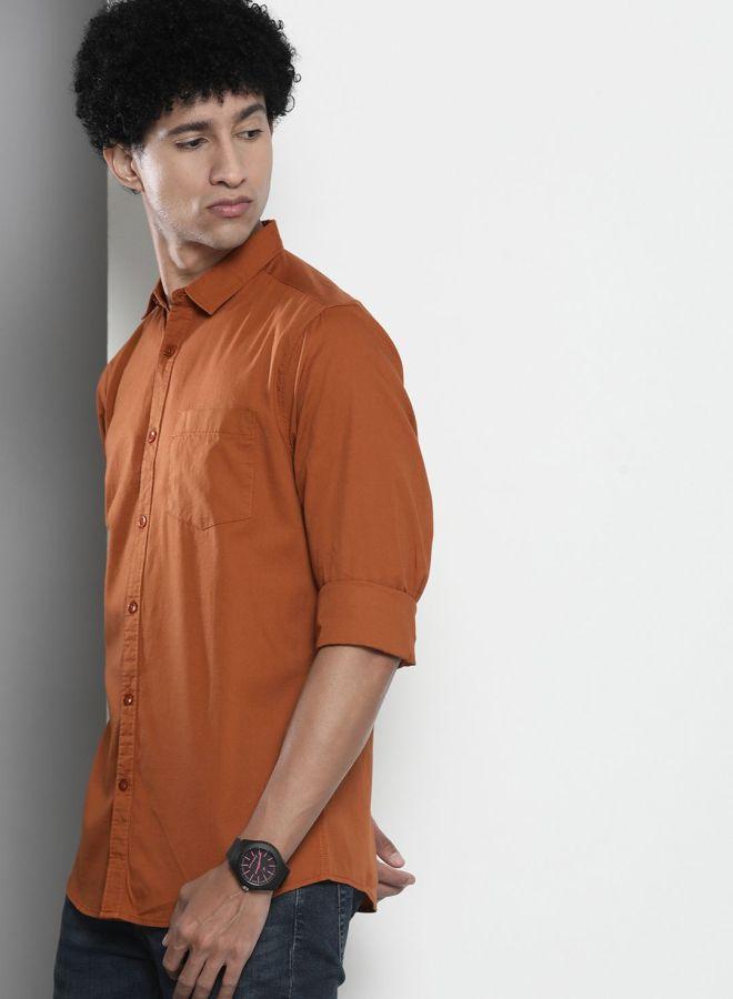 شركة المرآب الهندية قميص سادة بقصة سليم فيت - Image 4