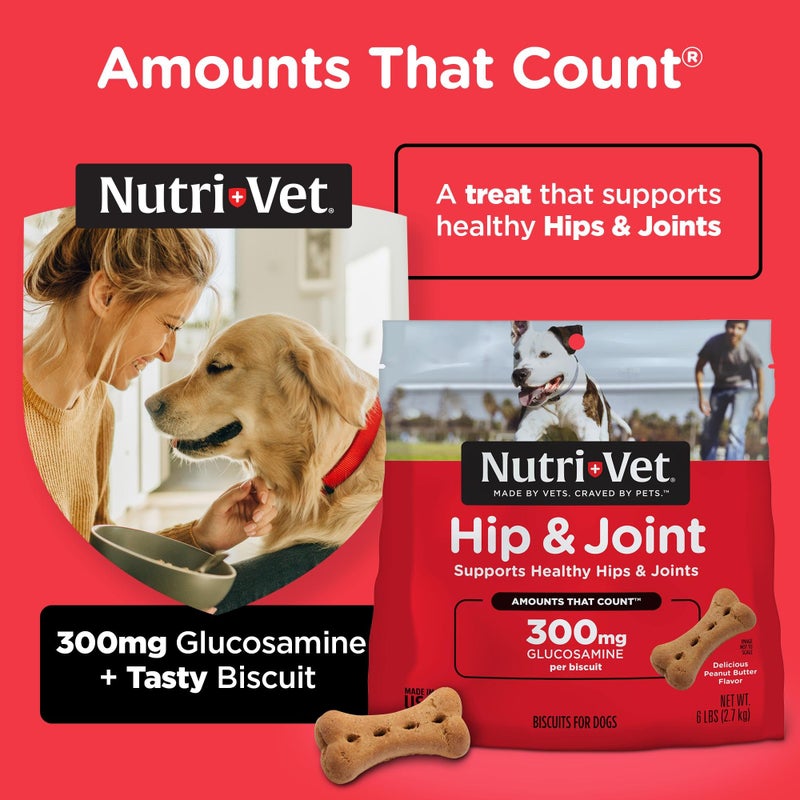 nutri vet Nutri-Vet Hip & Joint Biscuits for Dogs, Dog Hip & Joint Supplement, Functional Treat, Large Sized Biscuit, 300mg of Glucosamine, 6 lb Bag - Image 3