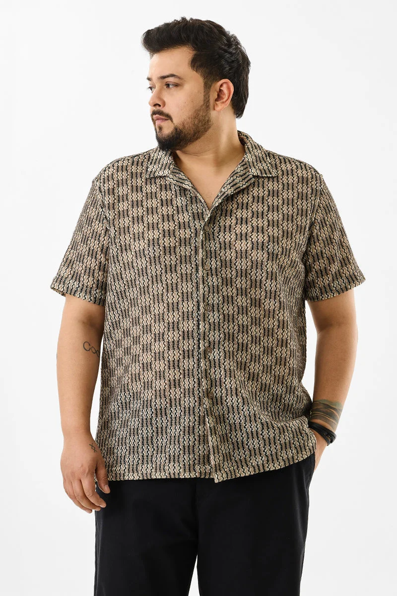 SNITCH Regular Fit Self Design Plus Size Shirt