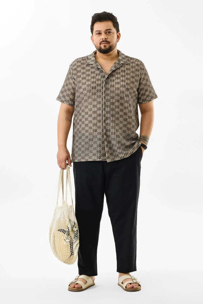 SNITCH Regular Fit Self Design Plus Size Shirt