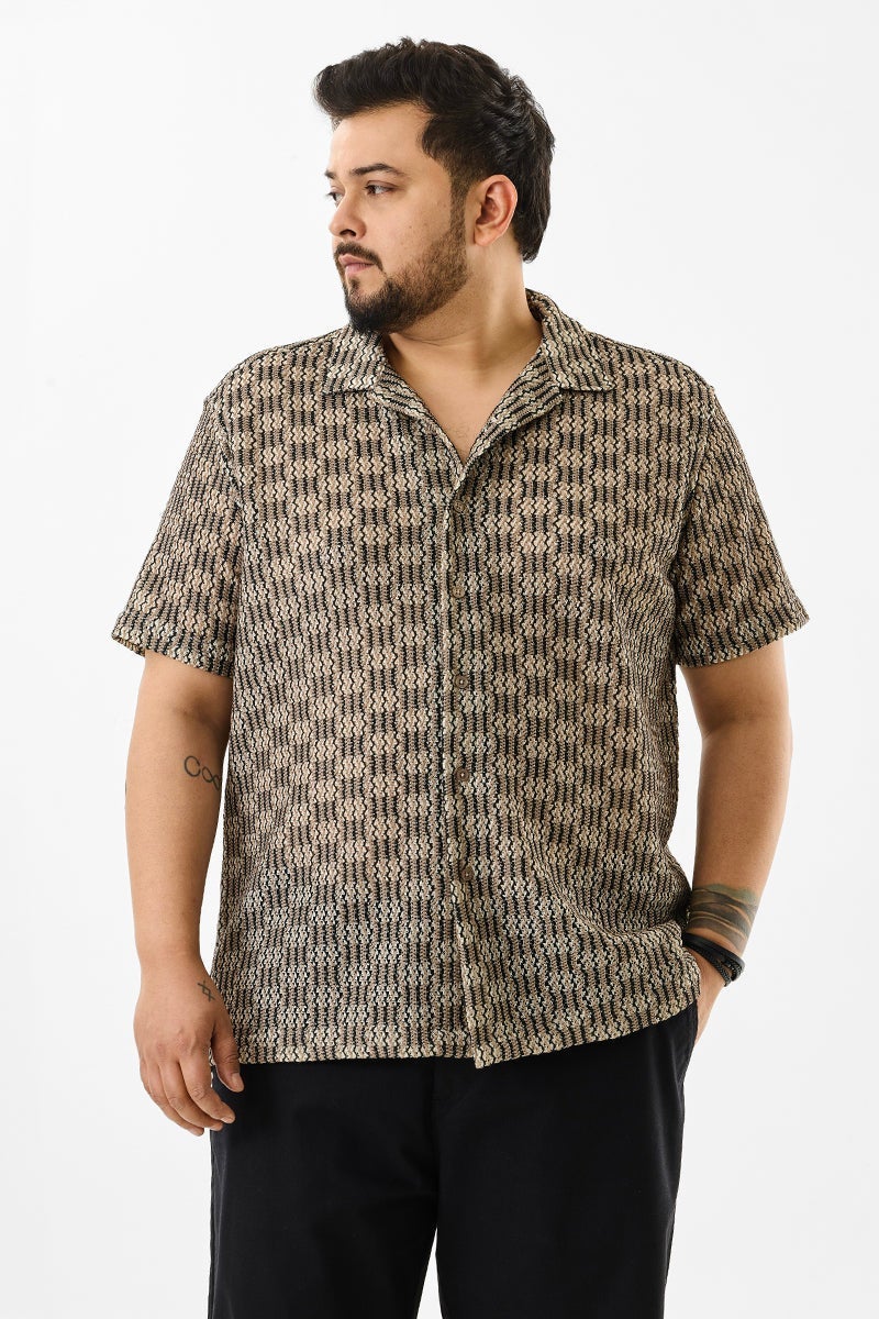 SNITCH Regular Fit Self Design Plus Size Shirt - Image 3
