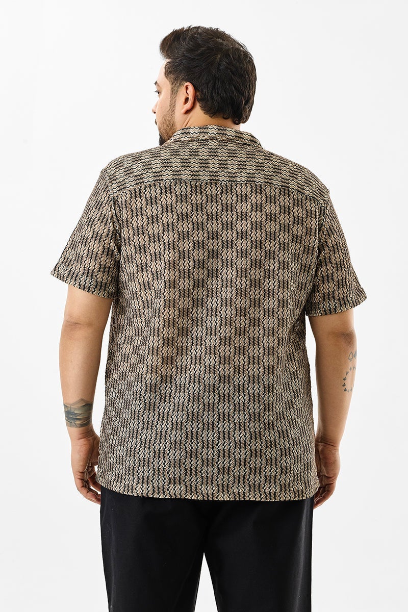 SNITCH Regular Fit Self Design Plus Size Shirt - Image 5