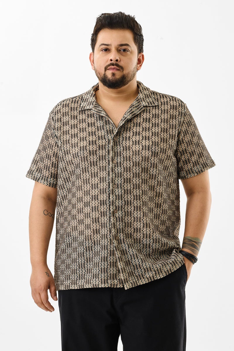 SNITCH Regular Fit Self Design Plus Size Shirt - Image 4