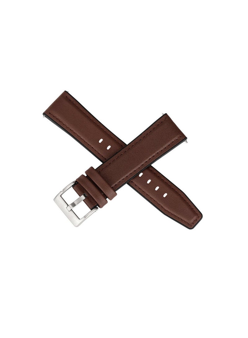 سوار سيليكون جلدي مقاس 22 مم متوافق مع سوار 22 مم متوافق مع ساعة Xiaomi Redmi Watch 5 Active/Redmi Watch 5 Lite، - (سوار فقط) سوار ذكي... مشبك بني فضي - Image 2