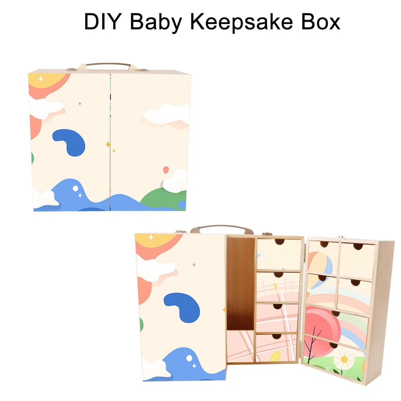 Vencer DIY Baby Keepsake Box - Handwritten Label Wood Newborn Memory Organizer for Baby Shower, Hair, Teeth, Pregnancy, Mother's Day, Maternity - Image 4