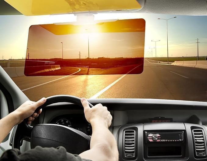 COZY CORNER Car Sun Visor Extender, HD Day and Night Anti-Glare Shield, Tinted Lens, Extendable Windshield Blocker - Image 1