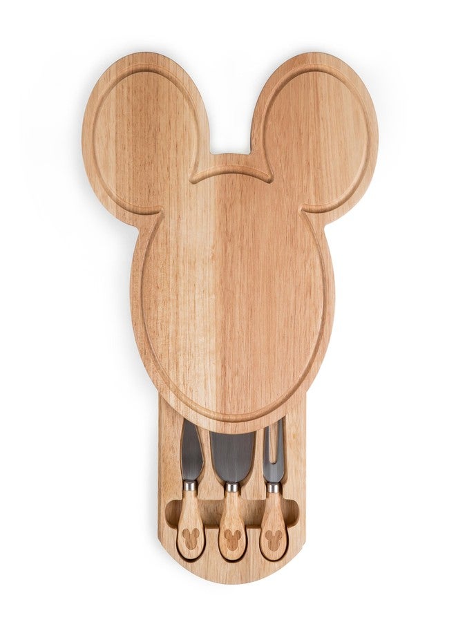 PICNIC TIME Disney Mickey Mouse Head Cheese & Charcuterie Board Set, Parawood Cutting Board with Hidden Drawer & 3 Cheese Knives, Fun Disney Gift, Party Platter, Picnic Set & Kitchen Serving Tray - Image 2