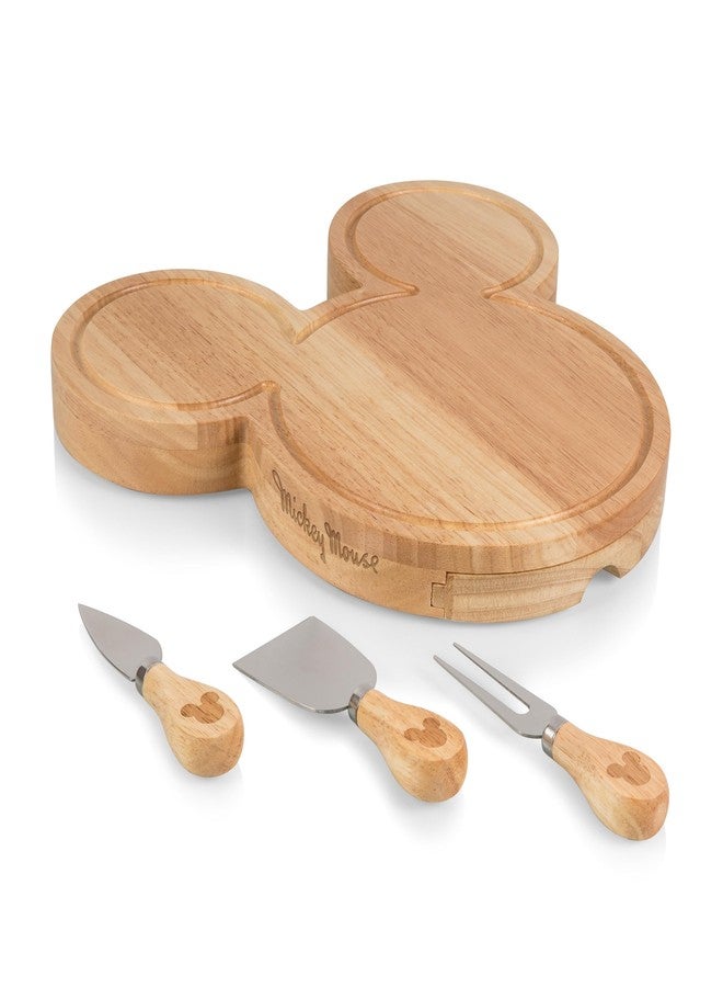 PICNIC TIME Disney Mickey Mouse Head Cheese & Charcuterie Board Set, Parawood Cutting Board with Hidden Drawer & 3 Cheese Knives, Fun Disney Gift, Party Platter, Picnic Set & Kitchen Serving Tray - Image 3