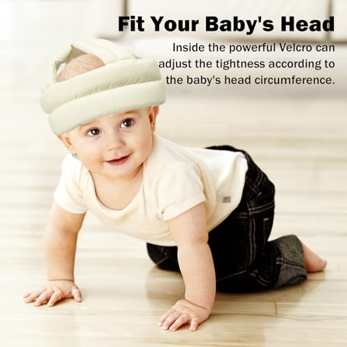 REFLYAWAY Baby Head Protector Baby Helmet for Crawling Walking, No Bumps Safety Head Adjustable Protective Cap for Walking, Playing (Beige) - Image 5