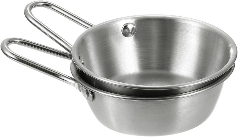 uxcell uxcell 2 Pcs Korean Traditional Wine Bowls 413 Inch 304 Stainless Steel Raw Rice Wine Cup Sauce Bowls with Handle for Hiking Camping Soup Dish Silver  - Image 1