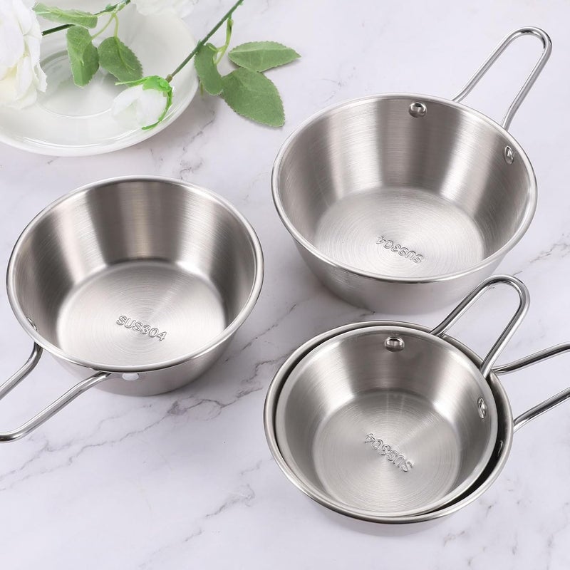 uxcell uxcell 2 Pcs Korean Traditional Wine Bowls 413 Inch 304 Stainless Steel Raw Rice Wine Cup Sauce Bowls with Handle for Hiking Camping Soup Dish Silver  - Image 4
