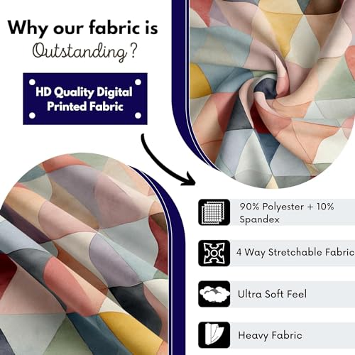 BRIDA® Polyester Spandex Stretchable Floral Geometric Printed Dining Chair Covers Elastic Chair Seat Case Protector, Slipcovers (4 Chair Cover, Multicolor Triangle) - Image 3