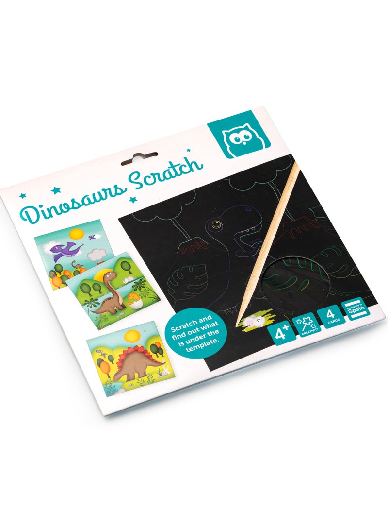 EUREKA KIDS Eurekakids Dinosaurs Scratch Art | Educational Toy for Toddler and Kids | Develops Creativity | Includes wooden Scraping Stick | For 4Y+ - Image 1