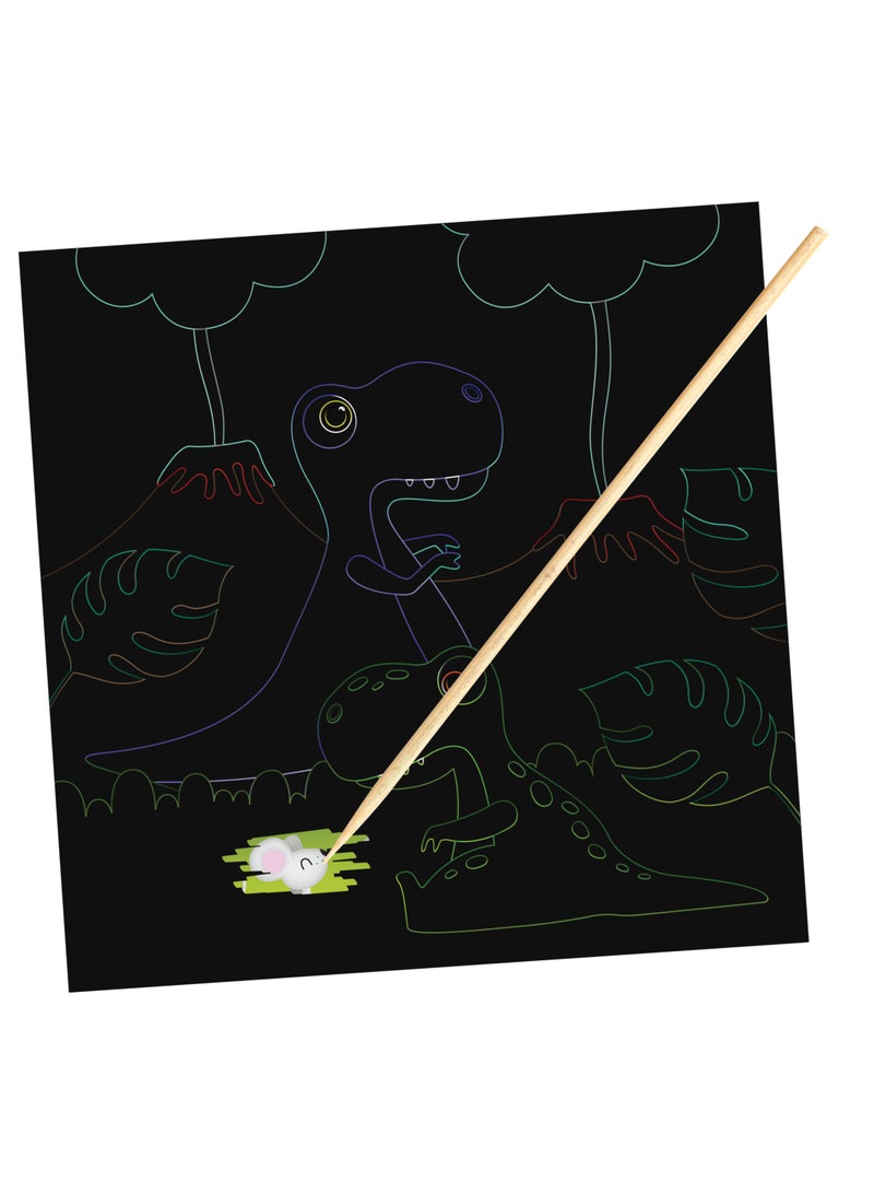 EUREKA KIDS Eurekakids Dinosaurs Scratch Art | Educational Toy for Toddler and Kids | Develops Creativity | Includes wooden Scraping Stick | For 4Y+ - Image 2