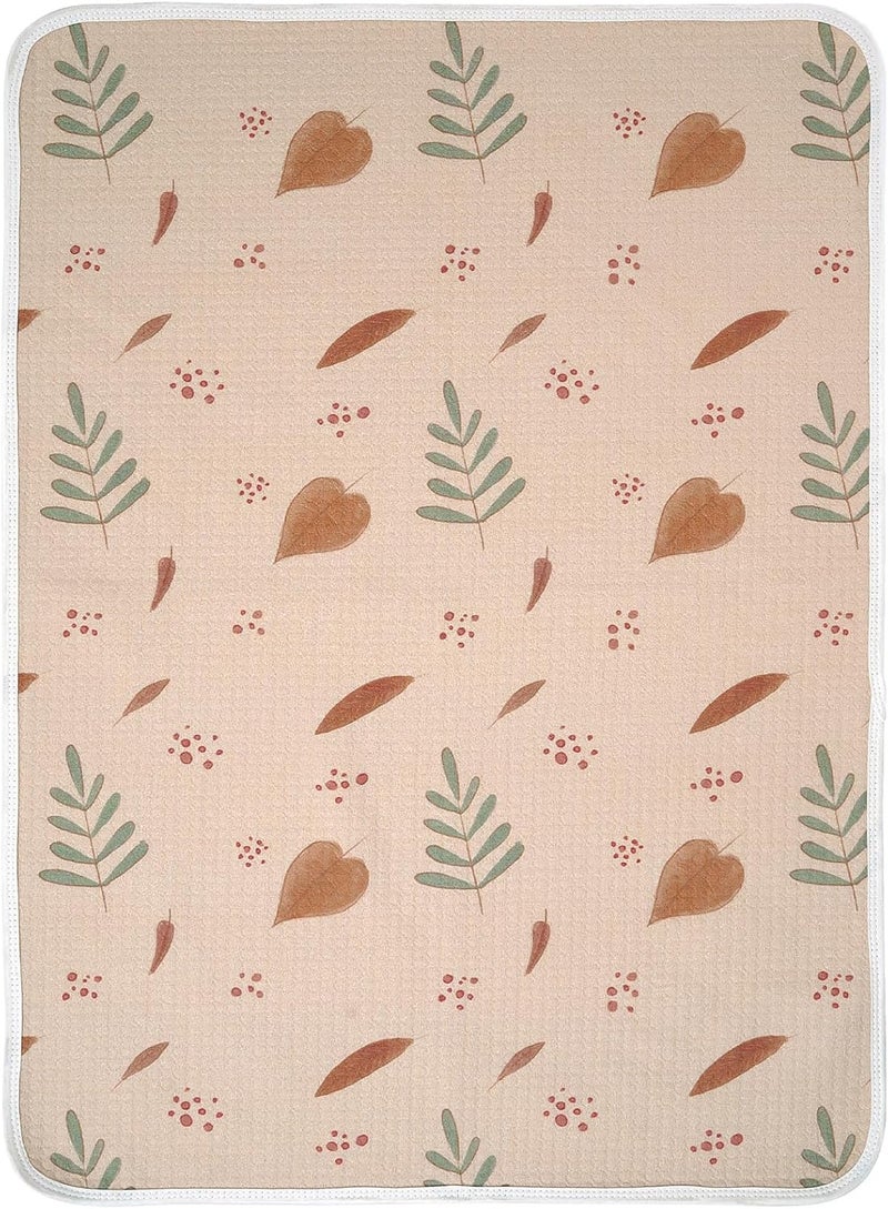 haakaa Waterproof Changing Pad Liners, 100% Cotton, Soft & Breathable (1pc, 19.5" x 27.5" Love Leaves) - Image 1