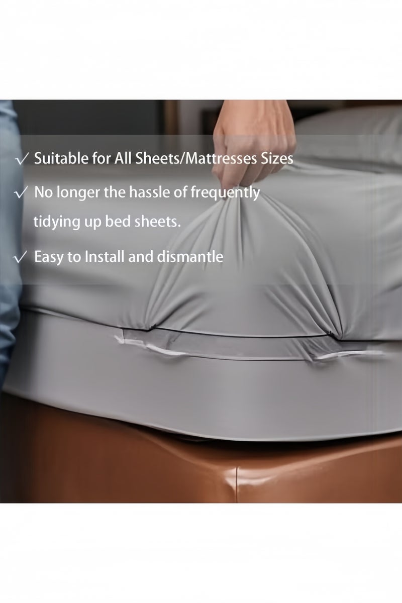 GGEROU 4Pcs Bed Sheet Holders Straps, Heavy Duty Bedsheet Corner Tightener Clips with Lock Strips, Bed Sheet Clips Fasteners, Secure Mattress Protectors and Bedding Grey - Image 4