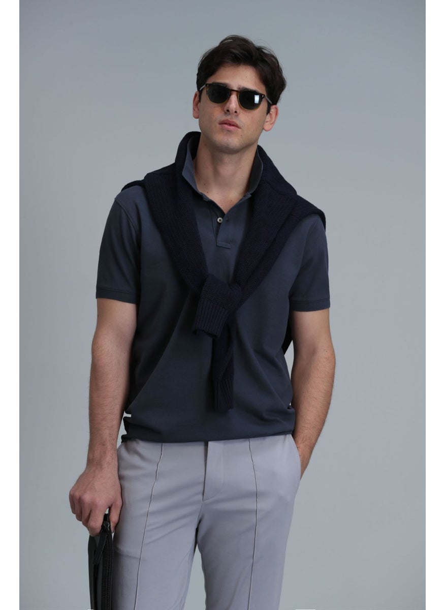 Lufian - Men's Laon Smart Polo T-Shirt 111040164 Anthracite - Image 1