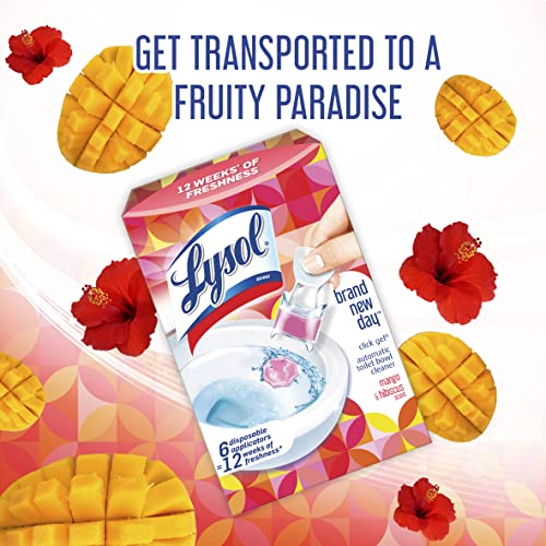 Lysol Click Gel Automatic Toilet Bowl Cleaner, Gel Toilet Bowl Cleaner, For Cleaning and Refreshing – Mango & Hibiscus, 6 applicators (Pack of 4, 24 Count Total) - Image 2