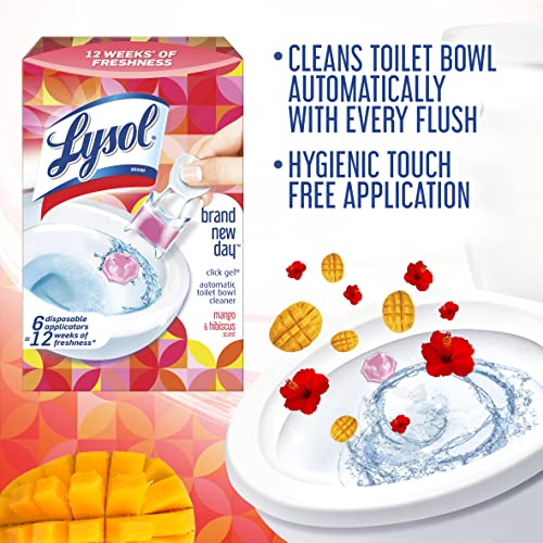 Lysol Click Gel Automatic Toilet Bowl Cleaner, Gel Toilet Bowl Cleaner, For Cleaning and Refreshing – Mango & Hibiscus, 6 applicators (Pack of 4, 24 Count Total) - Image 3
