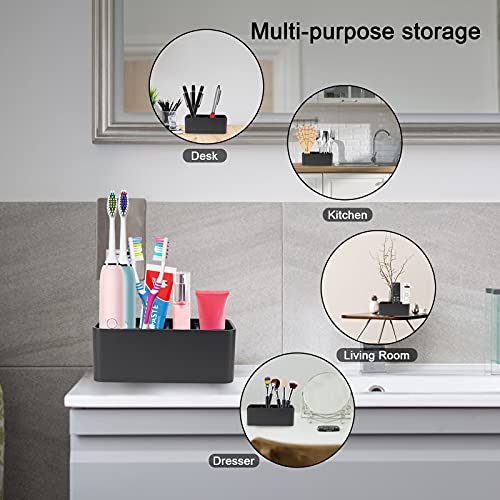 SZYRL Toothbrush Holder for Bathrooms Toothpaste Holder Stand Bathroom Organizer for Toothbrush Makeup Brushes Holder (Black) - Image 3