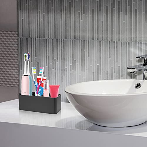 SZYRL Toothbrush Holder for Bathrooms Toothpaste Holder Stand Bathroom Organizer for Toothbrush Makeup Brushes Holder (Black) - Image 4