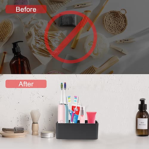 SZYRL Toothbrush Holder for Bathrooms Toothpaste Holder Stand Bathroom Organizer for Toothbrush Makeup Brushes Holder (Black) - Image 5