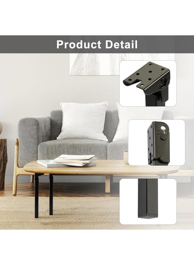 Kokone Folding Table Legs 4 Pcs 16'' Self-Locking Foldable Furniture Legs with Screws Heavy Duty Metal Foldable Coffee Table Legs for Home Black Foldable Legs Replacement for Camping Table,Bed - Image 2