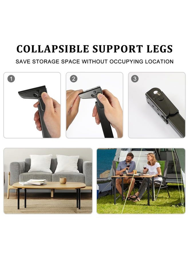 Kokone Folding Table Legs 4 Pcs 16'' Self-Locking Foldable Furniture Legs with Screws Heavy Duty Metal Foldable Coffee Table Legs for Home Black Foldable Legs Replacement for Camping Table,Bed - Image 4