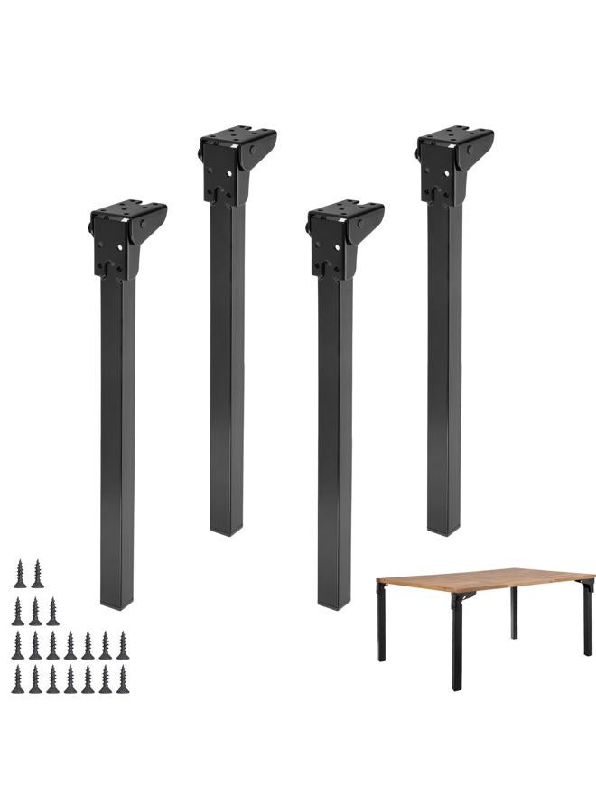 Kokone Folding Table Legs 4 Pcs 16'' Self-Locking Foldable Furniture Legs with Screws Heavy Duty Metal Foldable Coffee Table Legs for Home Black Foldable Legs Replacement for Camping Table,Bed - Image 1