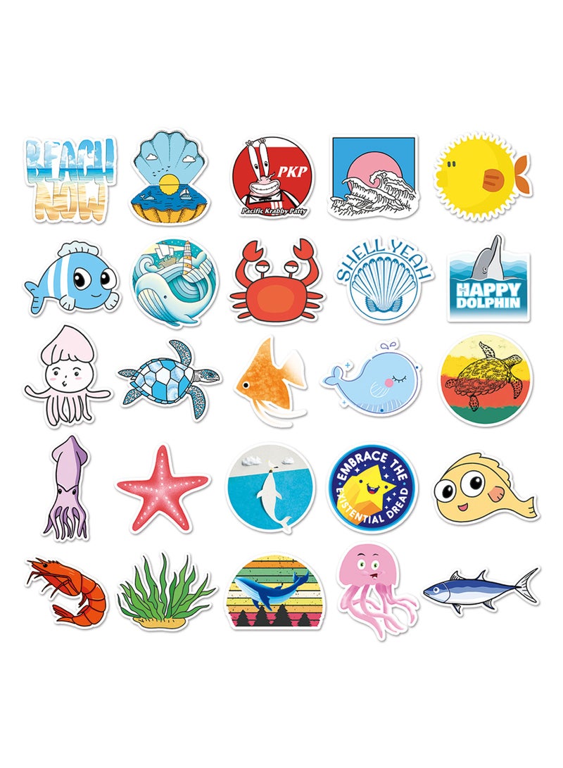 Ocean Waterproof Stickers for Kids 100pcs Pack Aesthetic Sticker for Water Bottles Laptop Notebooks Computer Skateboard Bicycle Helmet Cute VSCO Decal Gift for Boys Girls Kids Teens Adults - Image 2