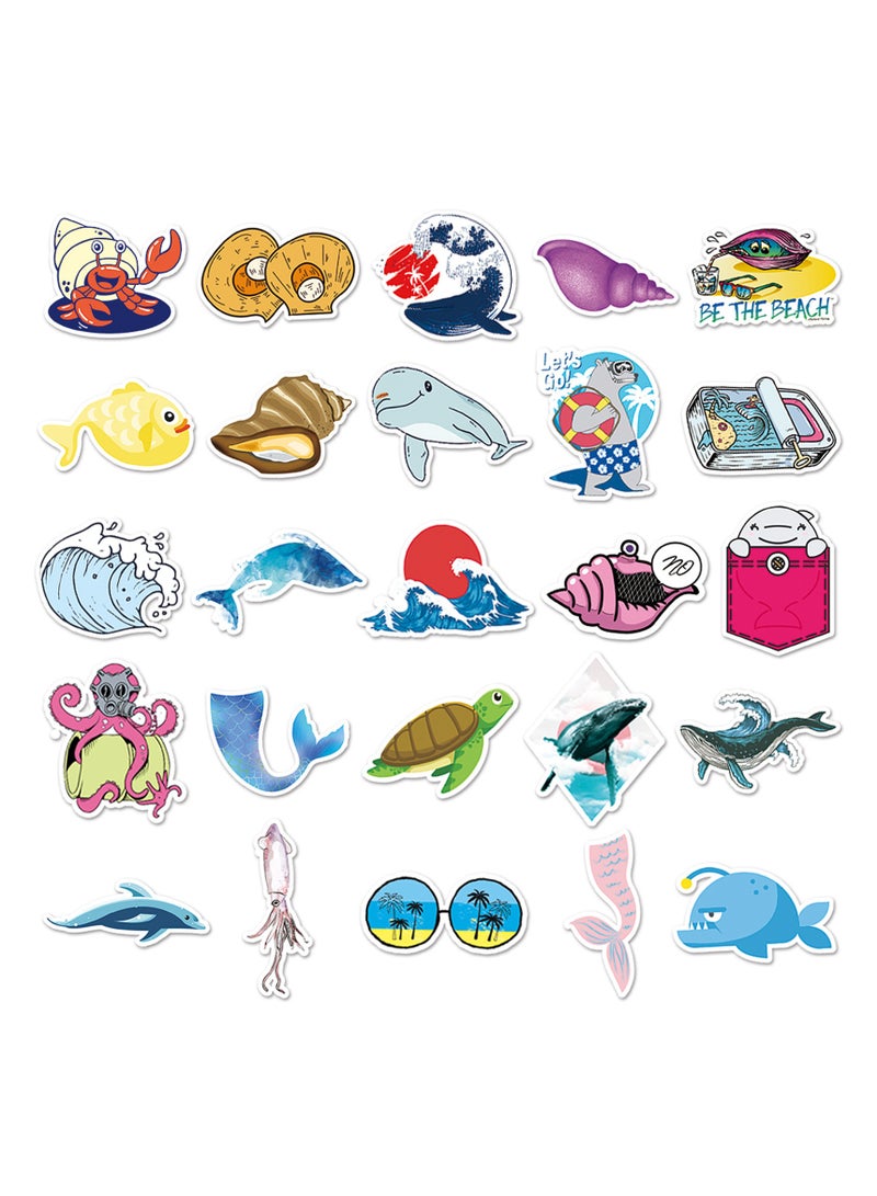 Ocean Waterproof Stickers for Kids 100pcs Pack Aesthetic Sticker for Water Bottles Laptop Notebooks Computer Skateboard Bicycle Helmet Cute VSCO Decal Gift for Boys Girls Kids Teens Adults - Image 3