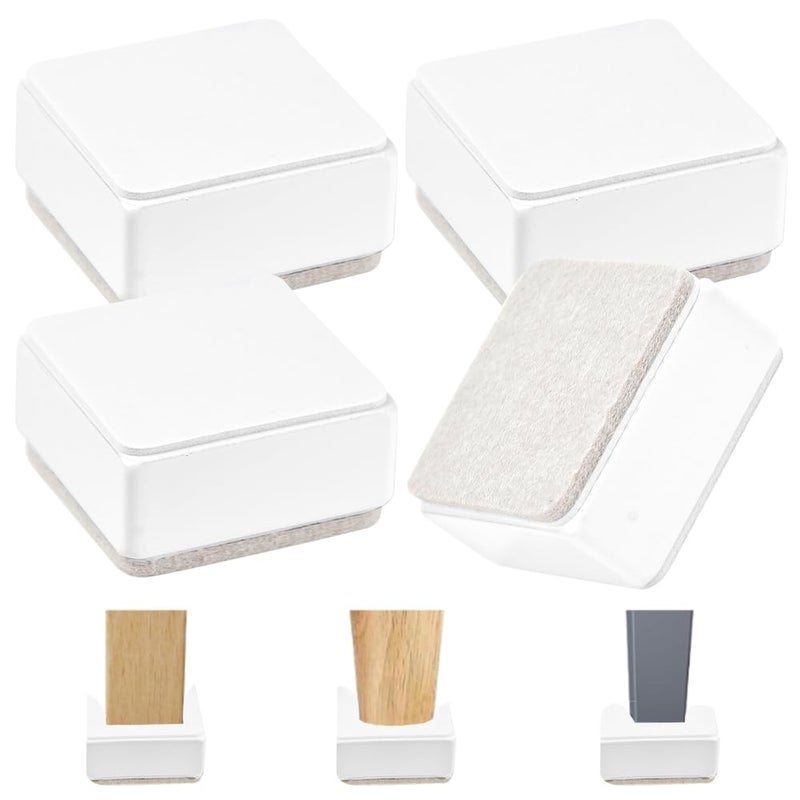 BUZIFU 3cm Lift Furniture Risers 4 Pcs Carbon Steel Bed Risers SelfAdhesive Heavy Duty Furniture Raisers Stackable Square Risers Table Risers Adds 12 Height to Beds Sofas Cabinets Square White