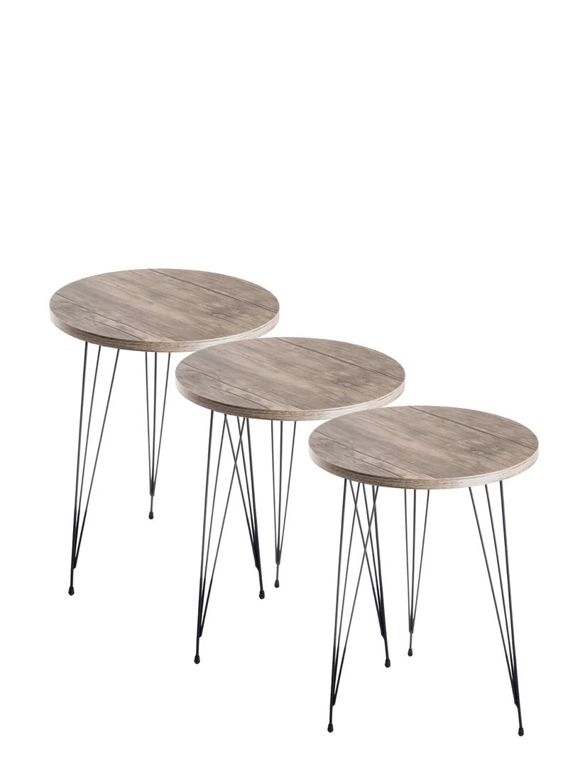 Hic Wooden Serving Coffee Table Set 3 Piece 34*53 cm - Image 1