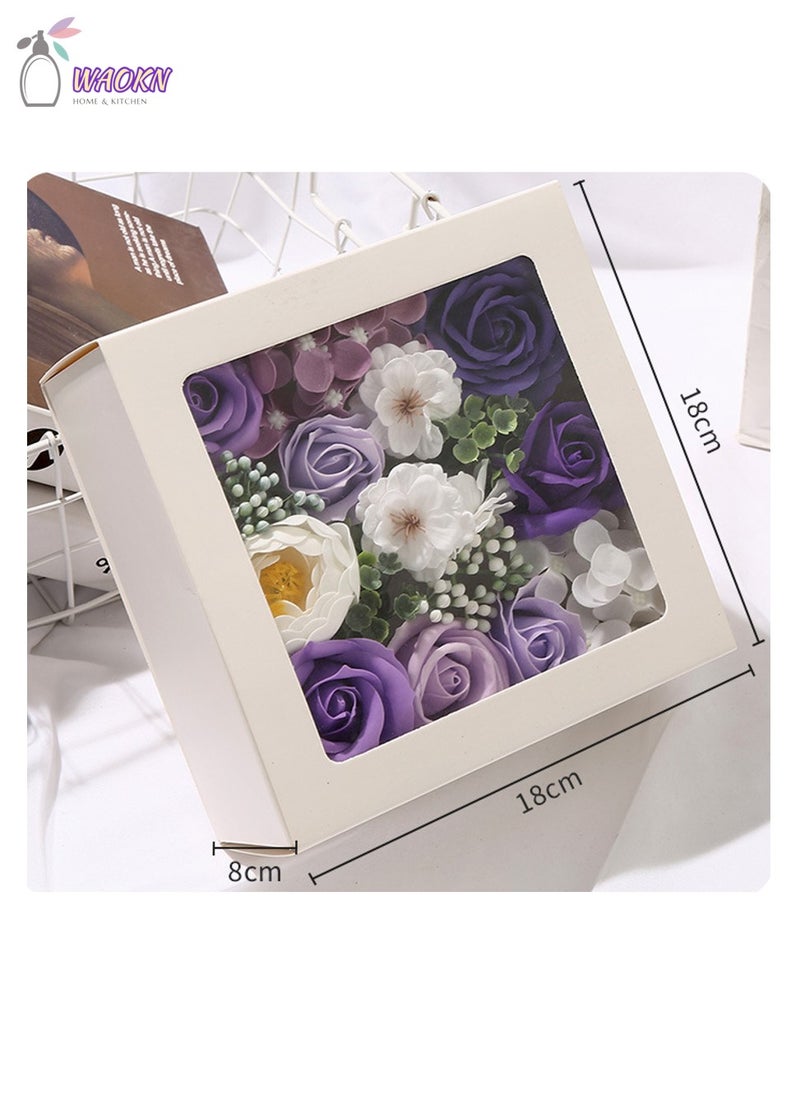 WAOKN Soap Flower Rose Boxed Square Gift High Appearance Level Creative Gift Box Home Decoration Respect for the Valentine's Day Wedding Gift - Image 2