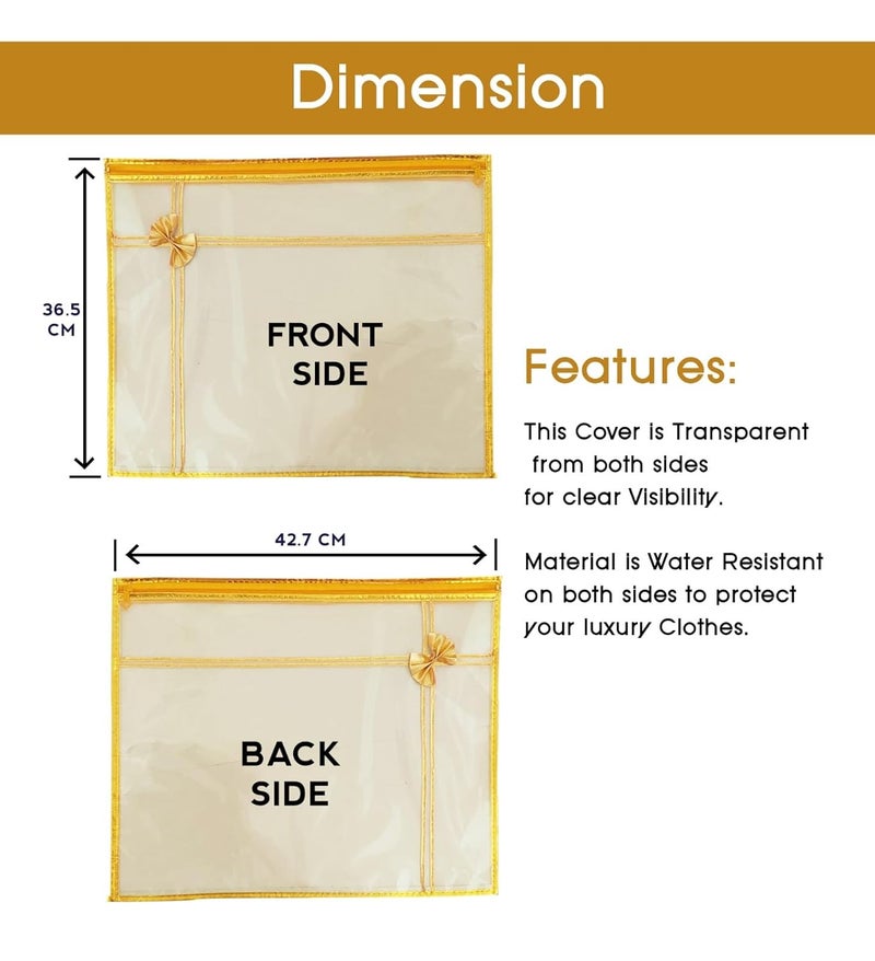 FLY LYF pvc Transparent Single Saree Covers With Zip Transparent Suit Cover Saree Packing Cover Saree Organizer For Wardrobe Clothes Organizer Storage Bag Premium Combo Packaging Pouch (6) - Image 2