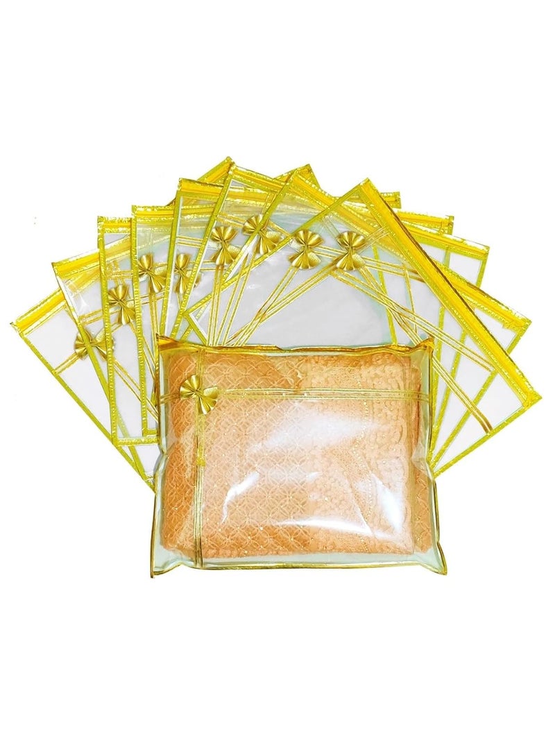 FLY LYF pvc Transparent Single Saree Covers With Zip Transparent Suit Cover Saree Packing Cover Saree Organizer For Wardrobe Clothes Organizer Storage Bag Premium Combo Packaging Pouch (6) - Image 1