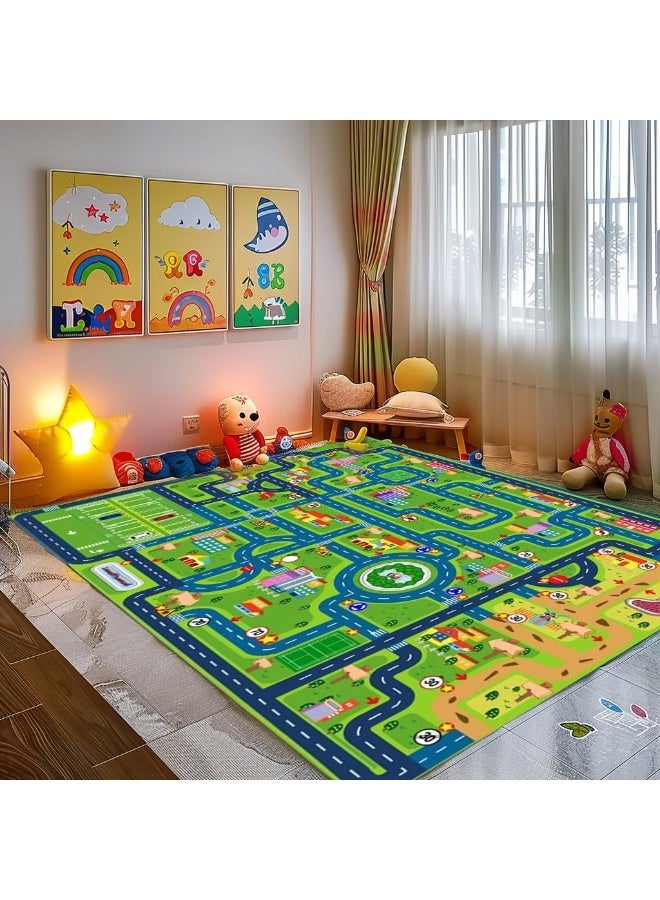 Kids Carpet Play Mat Rug City Life Great for Playing Cars and Toys,Kids Playroom Bedroom Non-Slip Carpet,80 * 120CM Kids Puzzle Car Carpet for Boys and Girls.