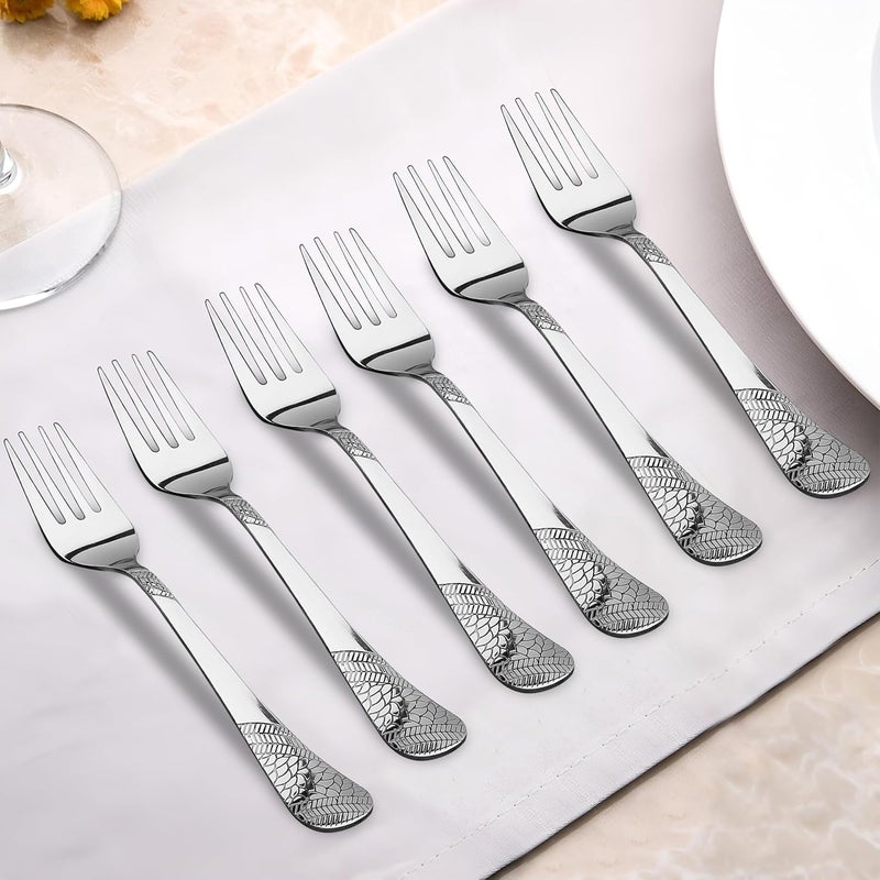 Parage Parage 6 Pieces Stainless Steel Forks Set 16 cm Long Premium Forks for Home Kitchen Luxury Dining Tableware Cutlery Set Gift for House Warming6 Dinner Forks Silver Imperial Design - Image 1
