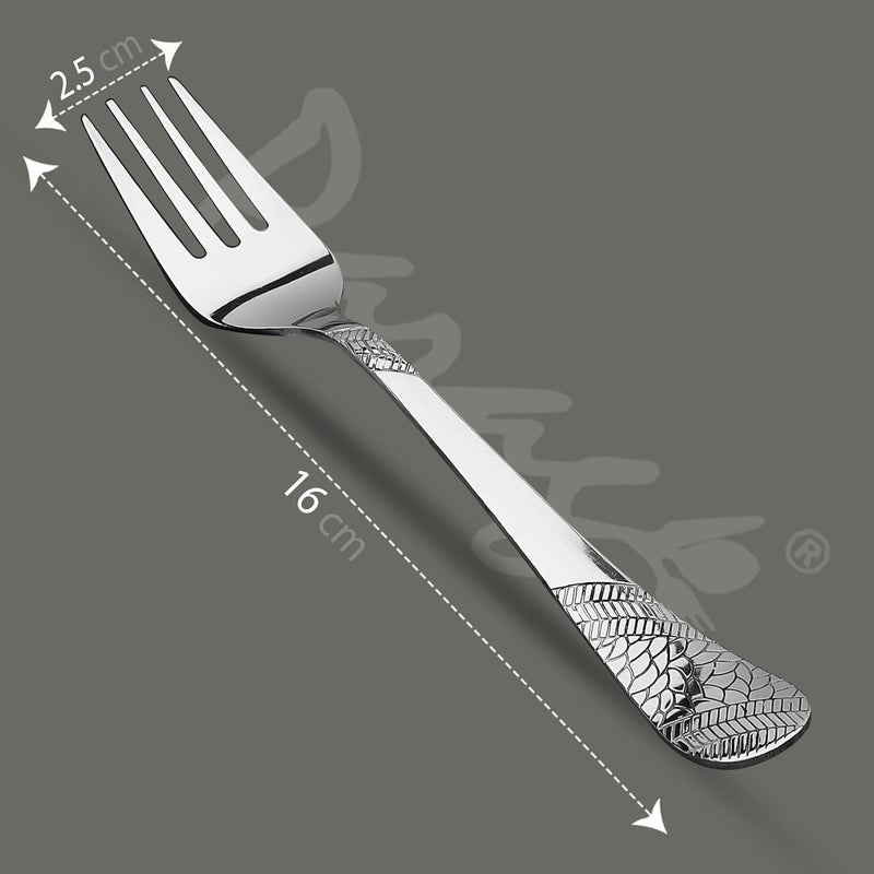 Parage Parage 6 Pieces Stainless Steel Forks Set 16 cm Long Premium Forks for Home Kitchen Luxury Dining Tableware Cutlery Set Gift for House Warming6 Dinner Forks Silver Imperial Design - Image 2