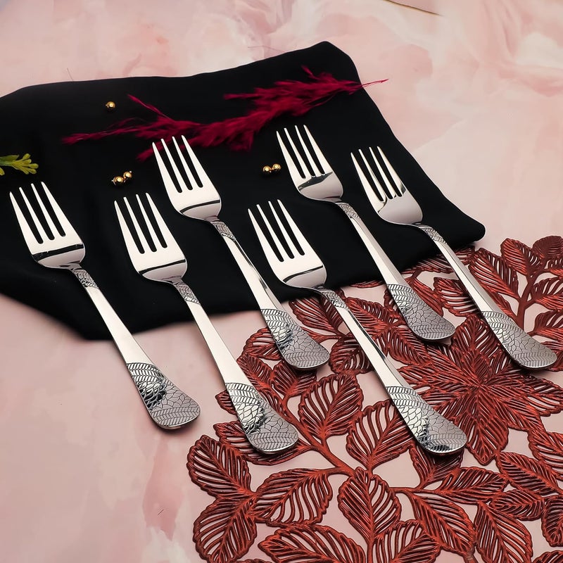 Parage Parage 6 Pieces Stainless Steel Forks Set 16 cm Long Premium Forks for Home Kitchen Luxury Dining Tableware Cutlery Set Gift for House Warming6 Dinner Forks Silver Imperial Design - Image 4