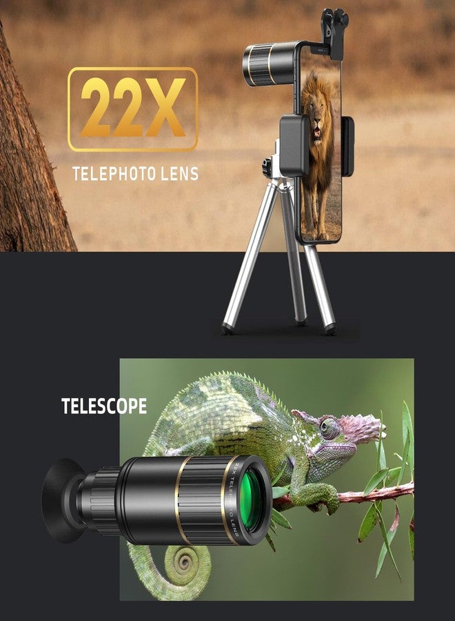 Andoer 4-in-1 Phone Lens Kit External Phone Camera Lens Set with 22X Telephoto Lens 205° Fisheye Lens 4K 0.67X Wide Angle Lens 25X Macro Lens Clip Phone Mini Tripod Replacement for iPhone 15/14/13/12 - Image 3