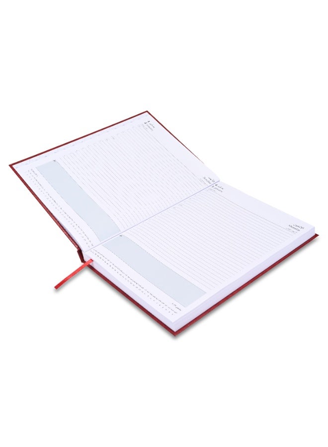 FIS 2026 A4 Diary, 210x297mm Size, Hard Cover Vinyl, 1 Day a Page Format, 60gsm White Paper, English/Arabic, Black Cover Maroon-FSDI41AE26MR - Image 3
