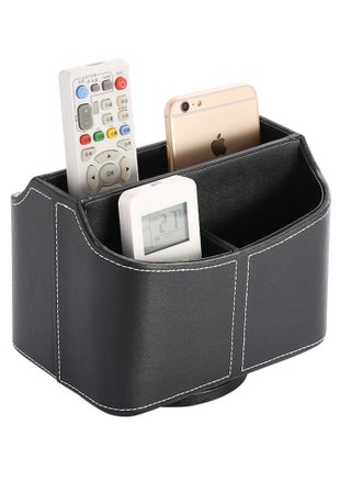 Leather Remote Control Holder, Tazweeq 360 Degree Spinning Desk TV Remote Caddy/Box, Bedside Table Organizer for Controller, Media, Mail, Mobile Phone and Pen Storage - pzsku/ZF052422E85274313D25BZ/45/_/1702729854/7977cfe9-e1db-4e49-ad78-96e0eacf523e