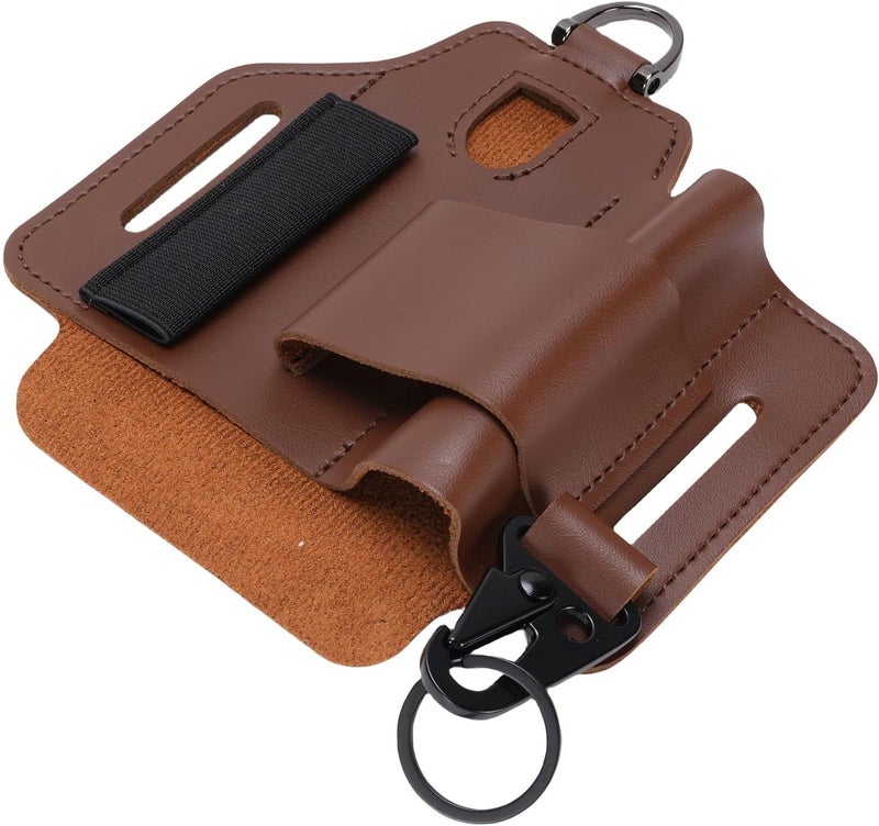 Yoidesu Utility Belt Pouch Pu Leather Brown Multitool Holder Scratch Resistant Belt Hole Design Hiking - Image 1