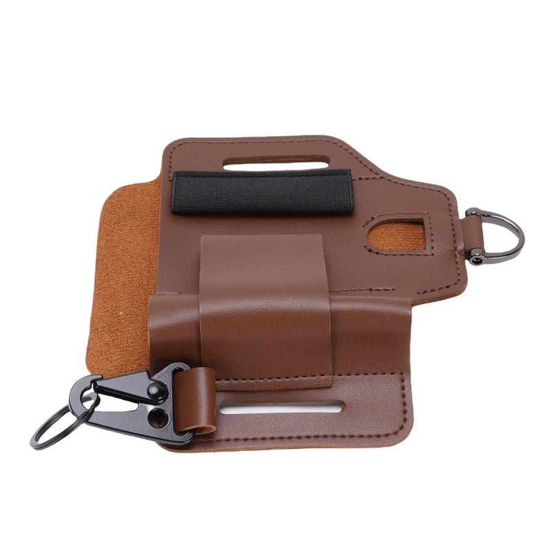 Yoidesu Utility Belt Pouch Pu Leather Brown Multitool Holder Scratch Resistant Belt Hole Design Hiking - Image 4