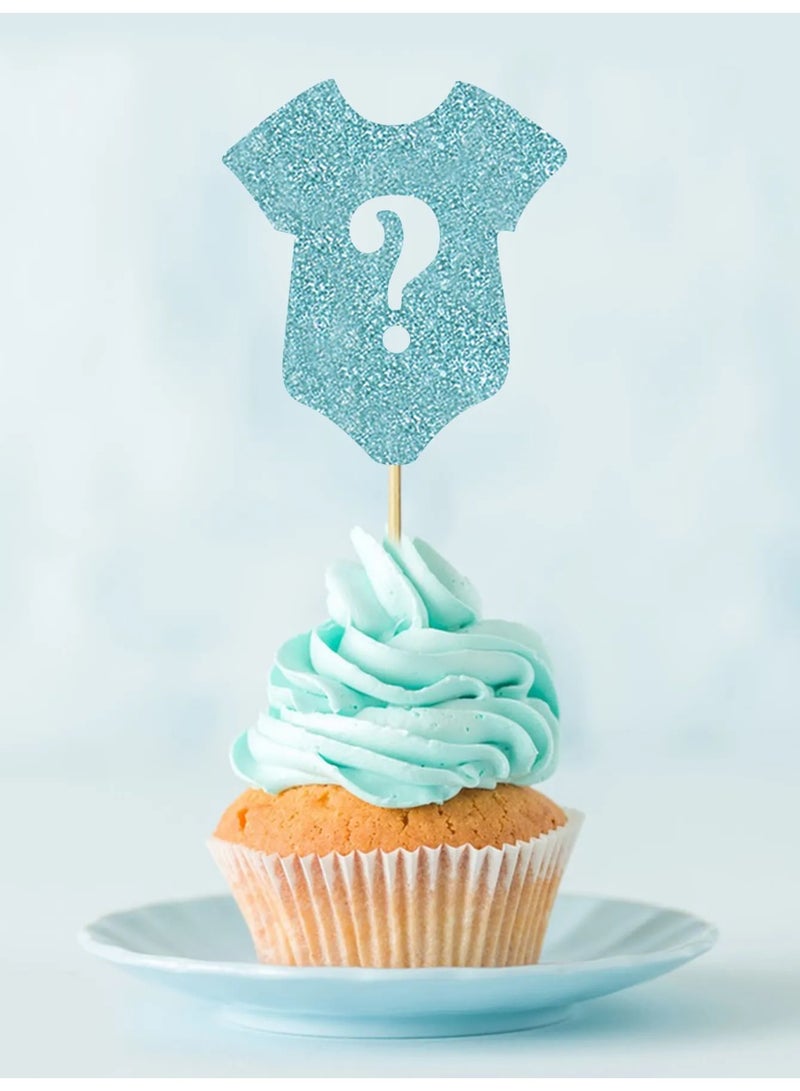 زينه حفلات الكشف عن الجنين تغريسات كيك مجموعه من 12 قطعه بتصميم اللونين الازرق والوردي بتصاميم متعدده لاضافة لمسه مميزه لحفلات الكشف عن الجنين - Image 3