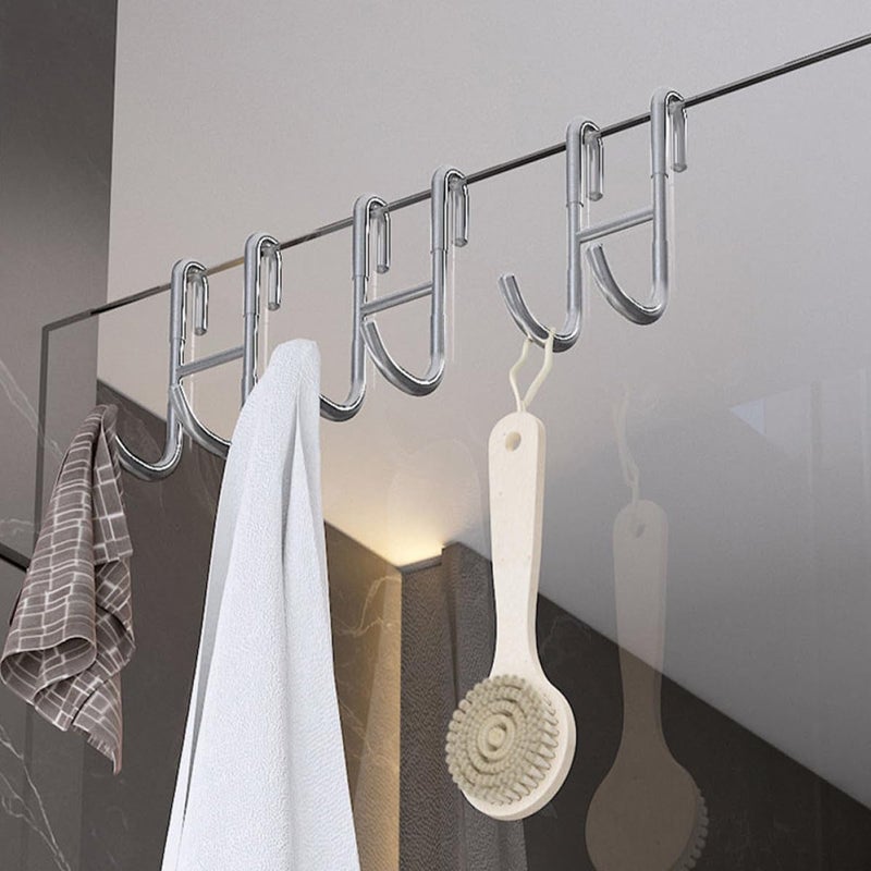Stainless Steel Over Door Towel Hook For Bathroom Shower Glass Door Storage - Image 4